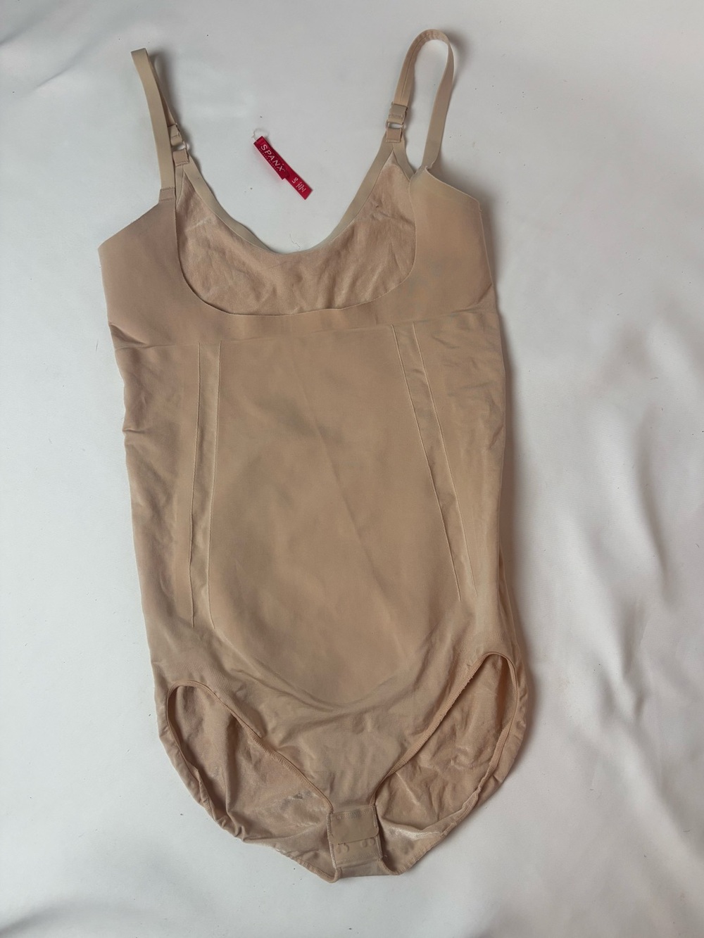 Spanx Oncore Open Bust Bodysuit Nude Sz L Snap Brief Sculpting Shapewear
